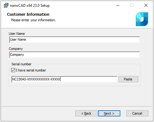 nanoCAD installation step