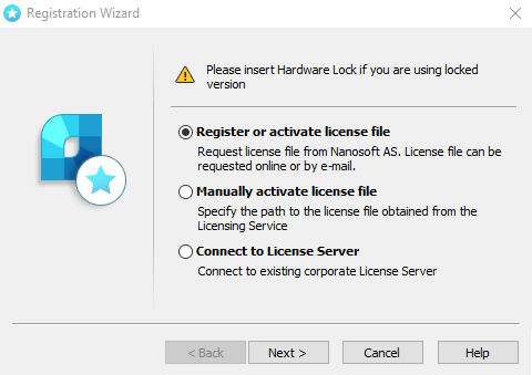 nanoCAD registration step