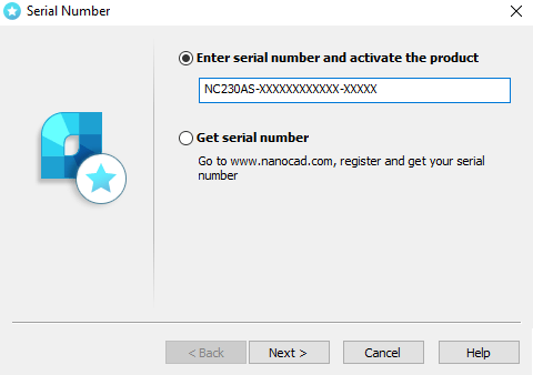 nanoCAD registration step