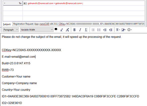 nanoCAD registration step